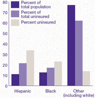 Figure 1: Race/Ethnicity and Health Insurance Status:First Half of 1996
