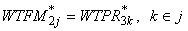 Weight F M superscript asterisk sub 2 j equals Weight P R superscript asterisk sub 3 k and k belongs to j.