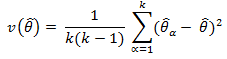 the figure contains formula to calculate the random group estimator of
the variance of the estimate