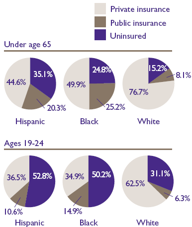 Figure 2. Race/ethnicity and health insurance status: First half of 1996 